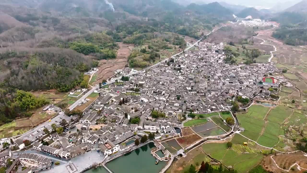 安徽黟县实时航拍视频素材