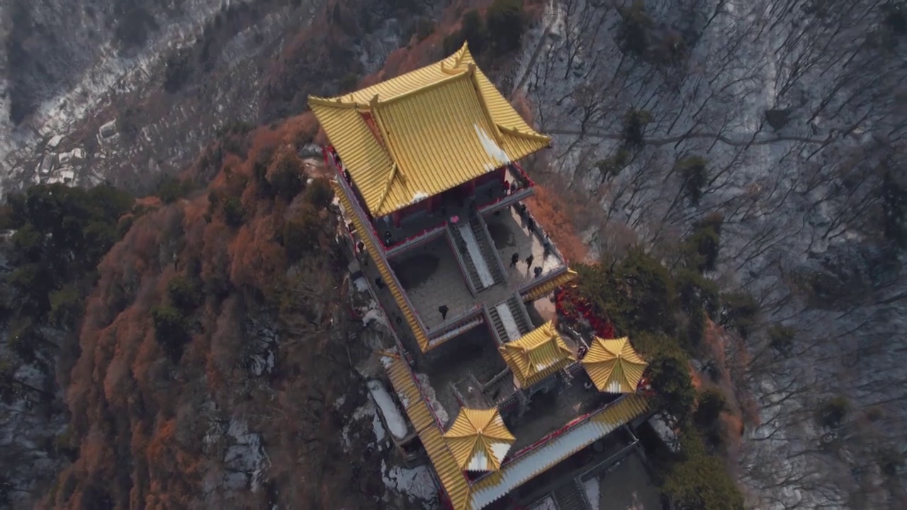 西安南五台雪景航拍视频素材