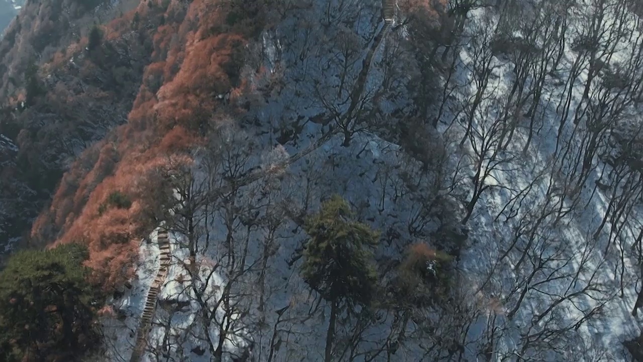 西安南五台雪景航拍视频下载