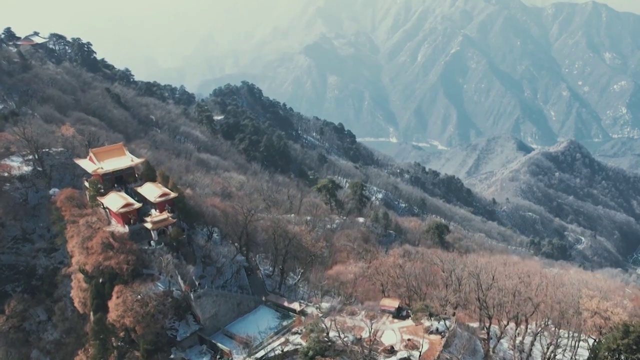 西安南五台雪景航拍视频下载