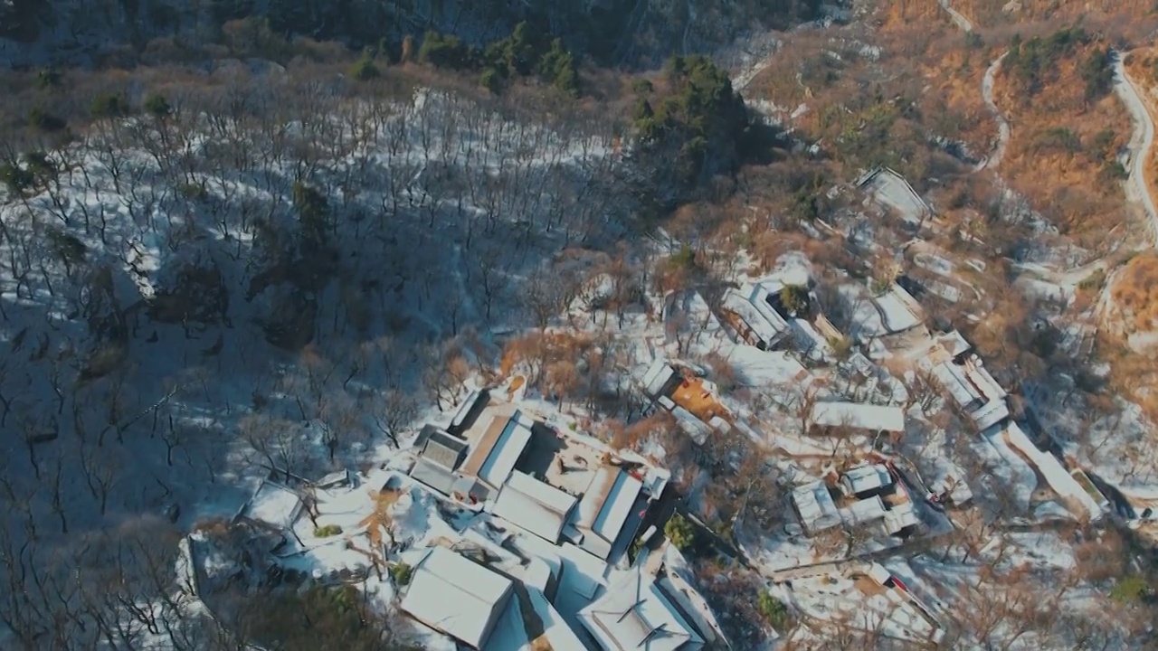 西安南五台雪景航拍视频素材