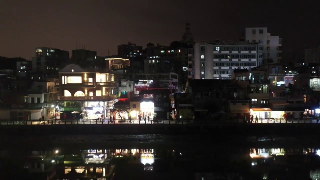 航拍厦门城市建筑风光夜景视频素材