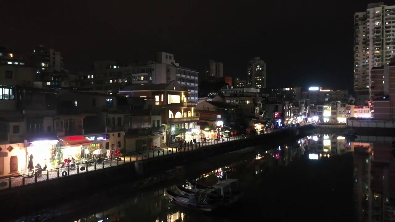 航拍厦门城市建筑风光夜景视频素材