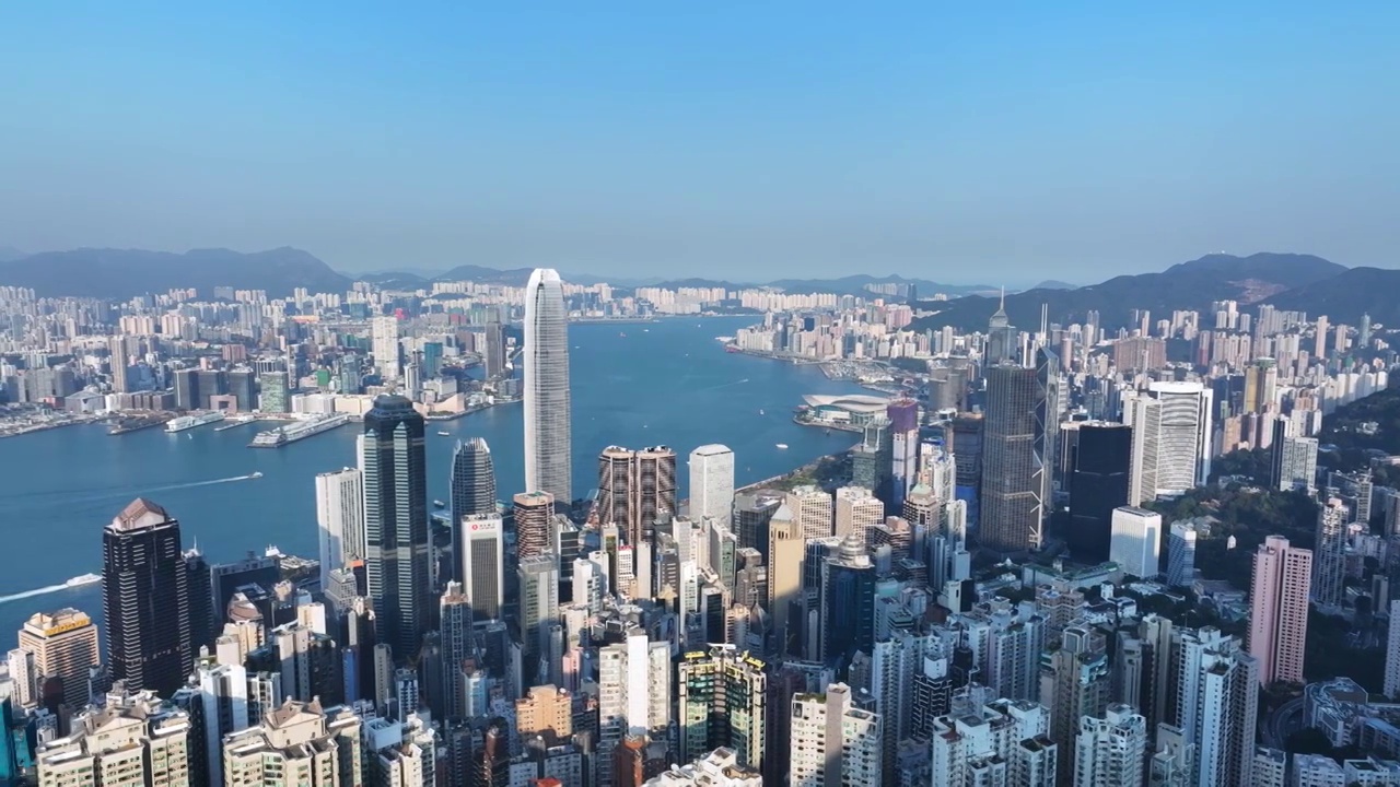 航拍香港维多利亚港湾日景夜景视频素材