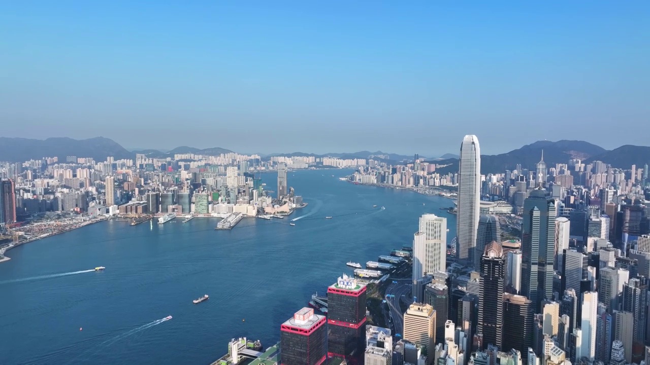 航拍香港维多利亚港湾日景夜景视频素材