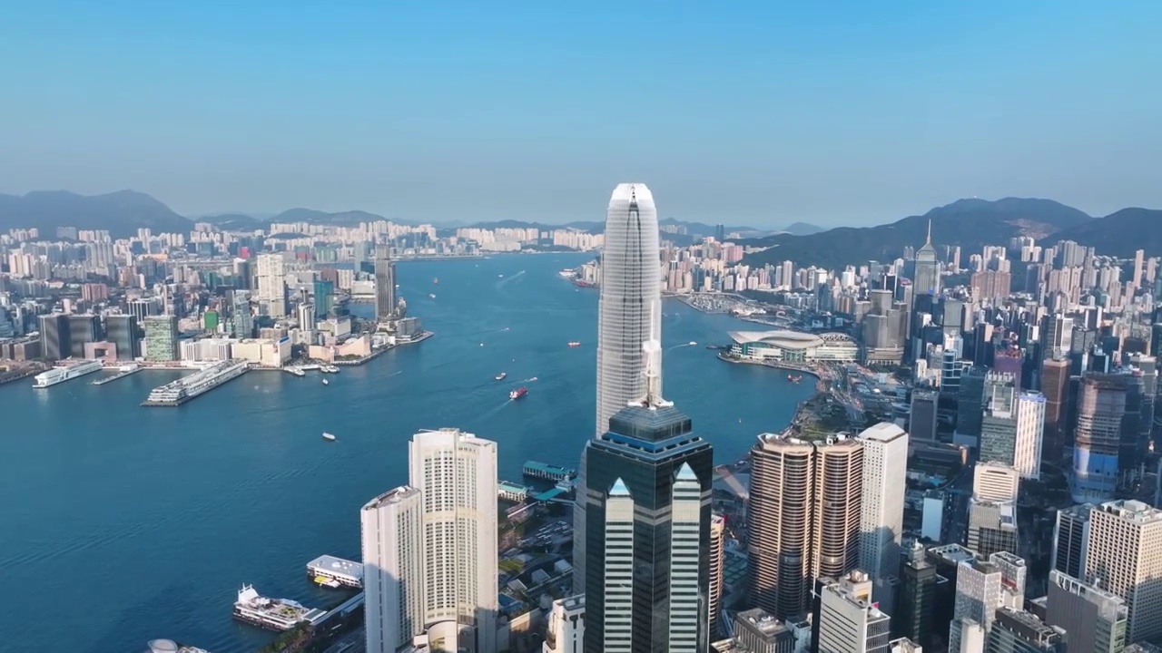 航拍香港维多利亚港湾日景夜景视频素材