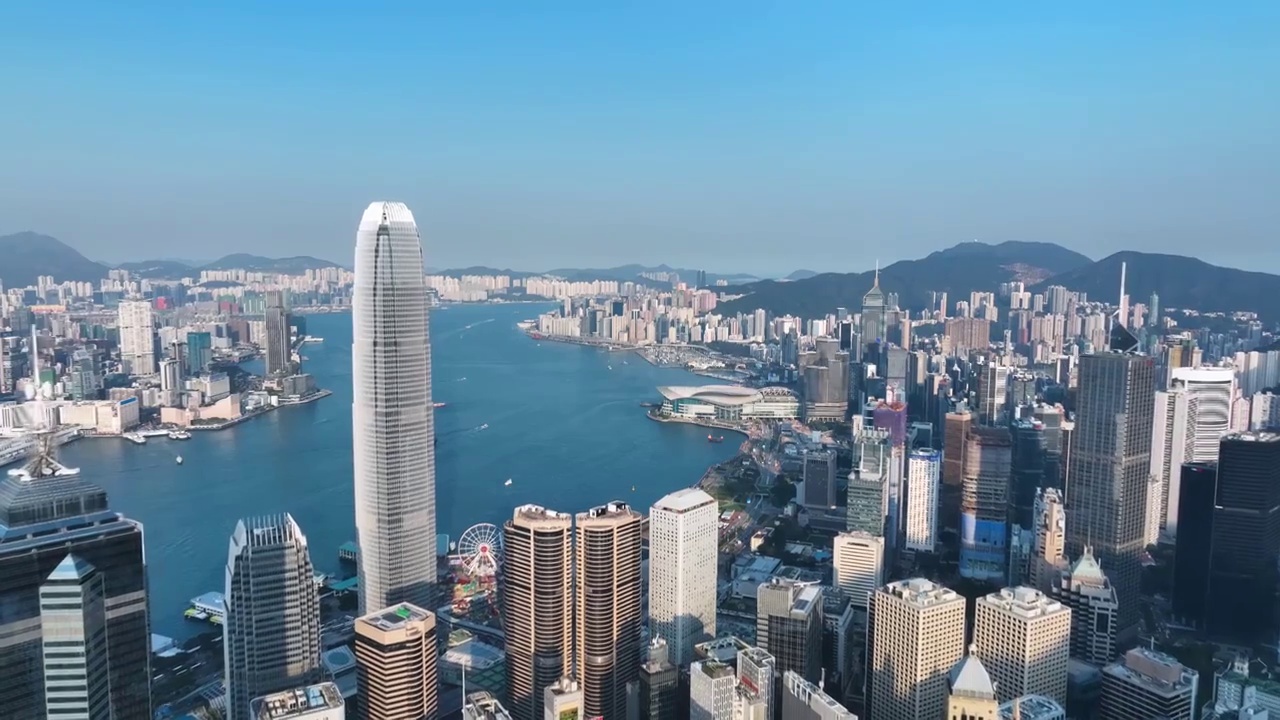 航拍香港维多利亚港湾日景夜景视频素材