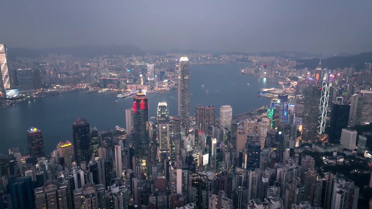 航拍香港维多利亚港湾日景夜景视频素材