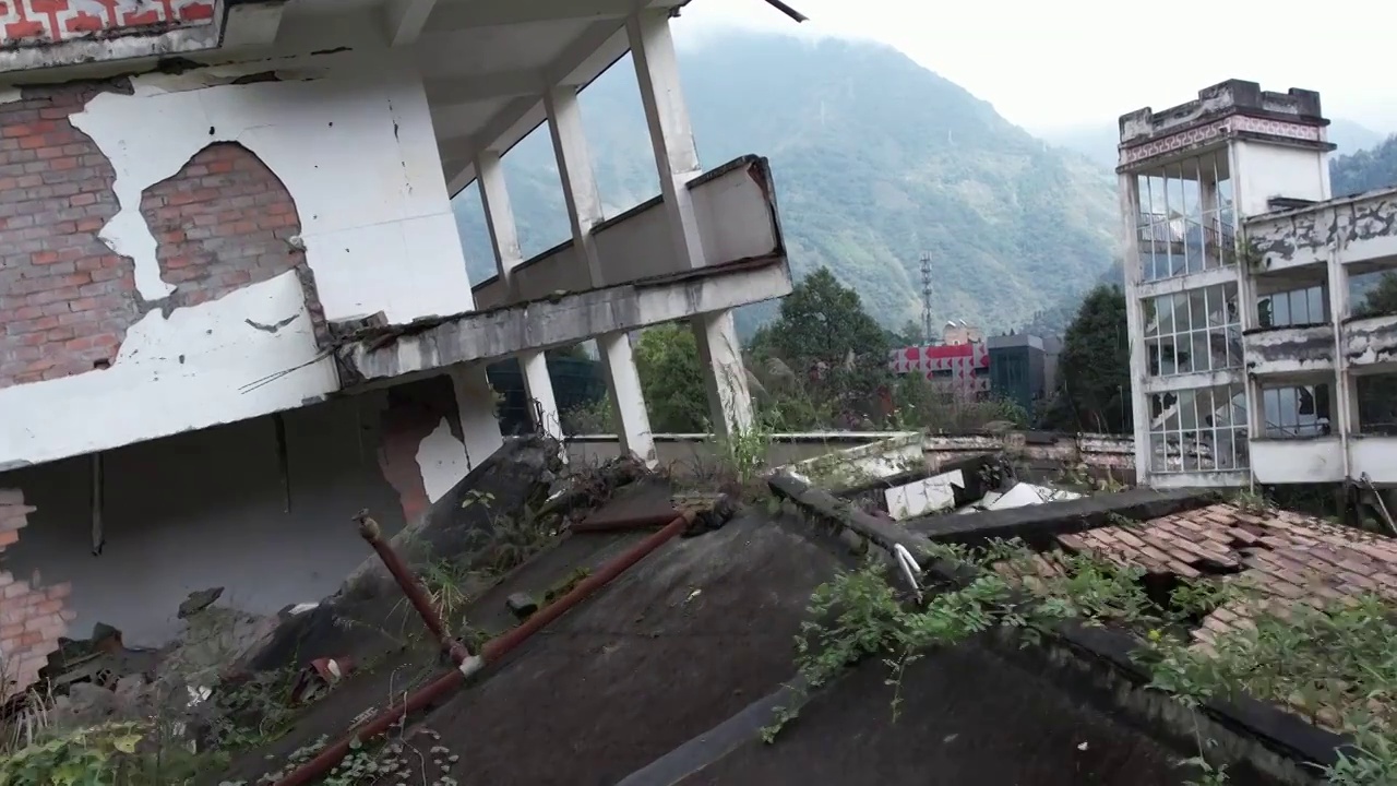 汶川地震遗址视频下载