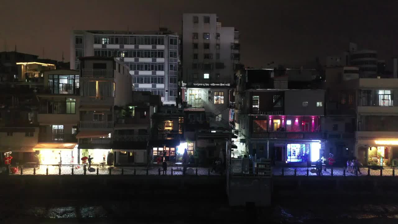 航拍厦门沙坡尾街道夜景视频素材