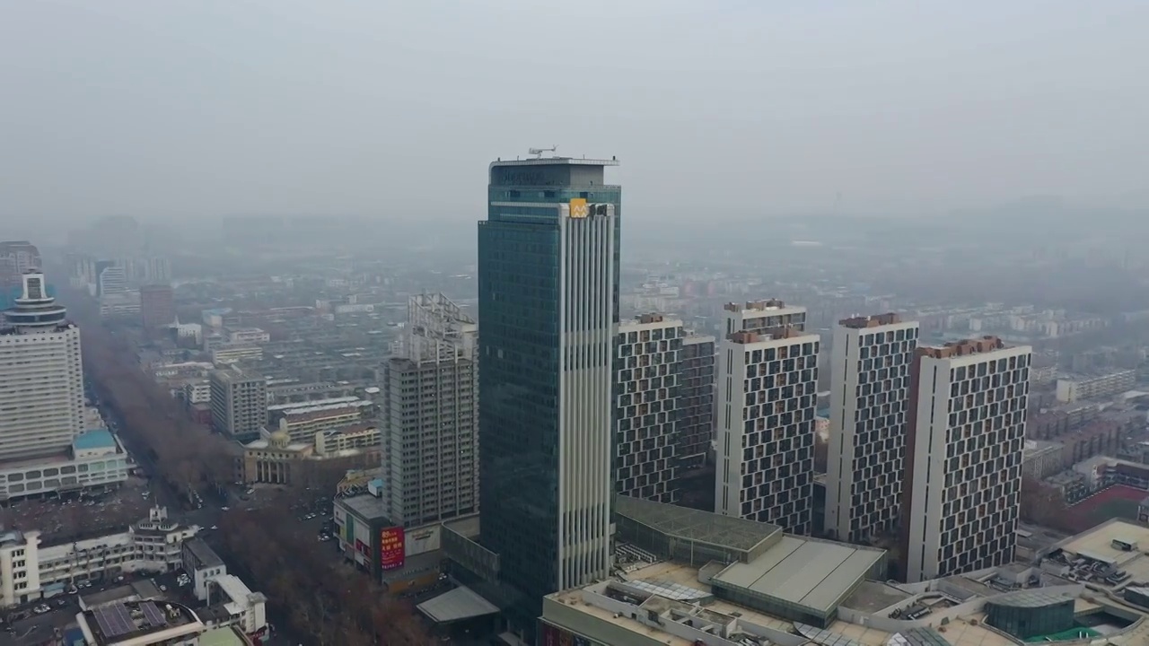 航拍山东淄博城市风景视频素材