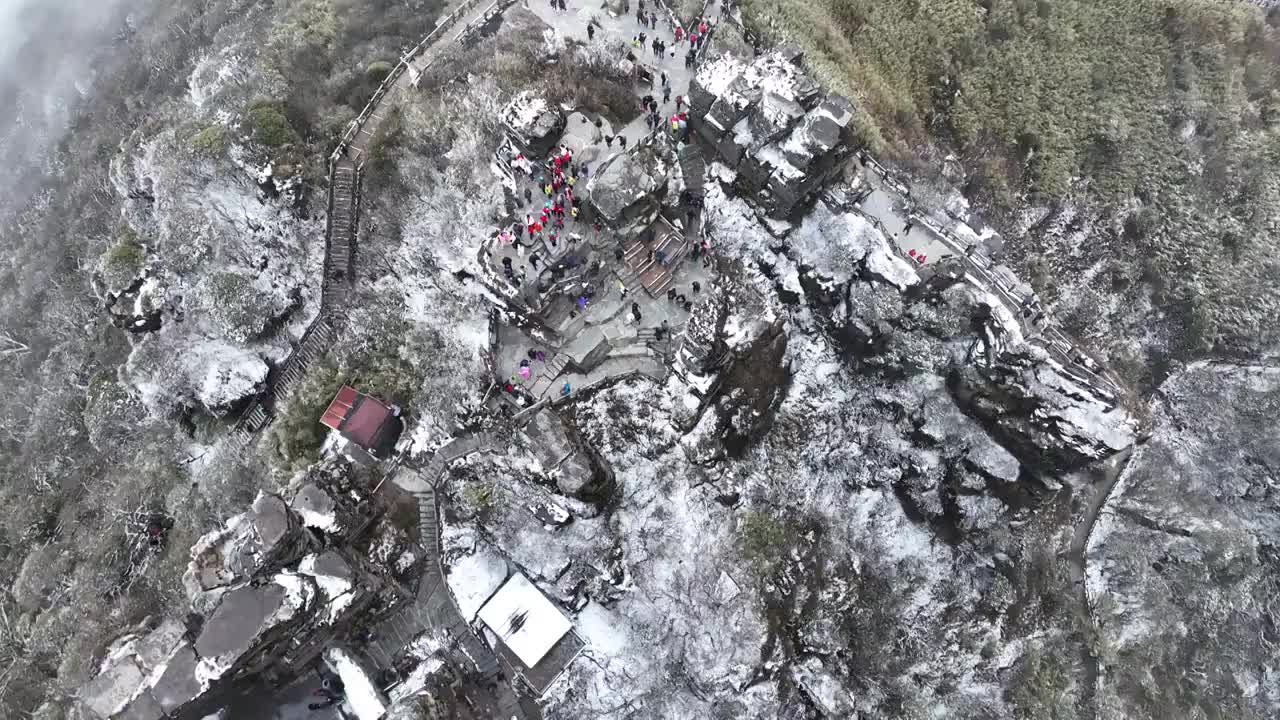 贵州江口县梵净山雪景 云海视频素材