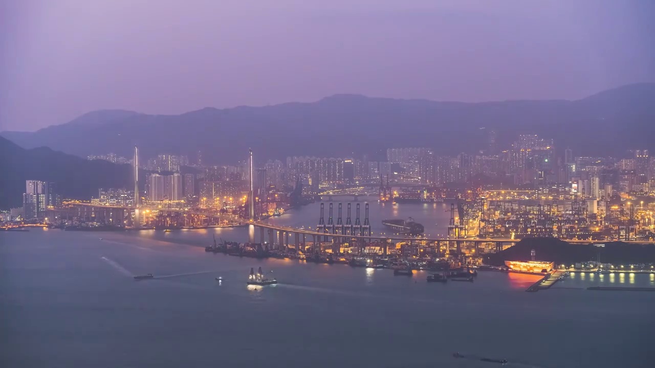 昂船洲大桥 香港港口夜景延时视频素材