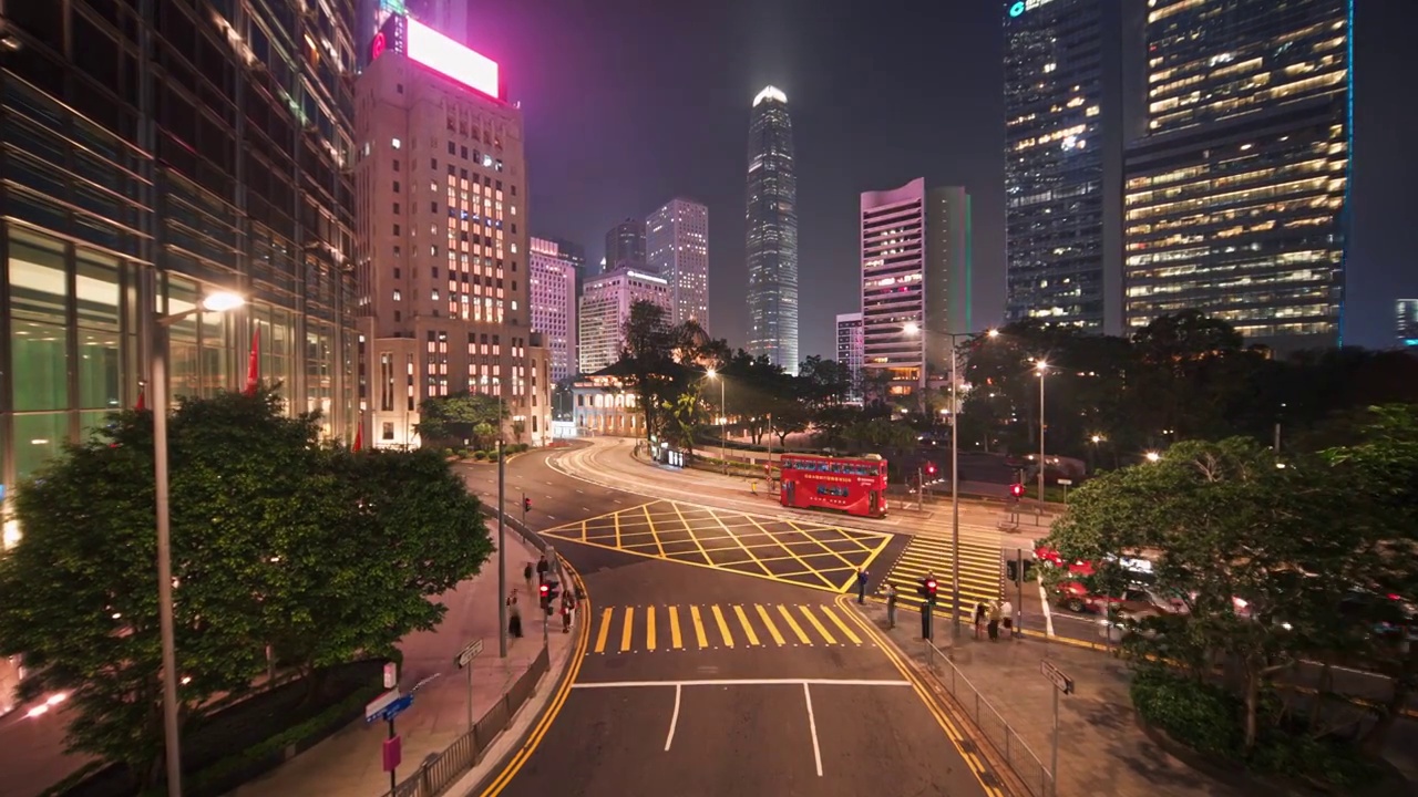 香港中环CBD建筑夜景延时视频素材