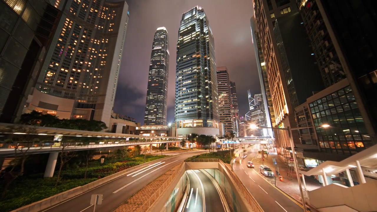 香港国际金融中心夜景延时视频素材