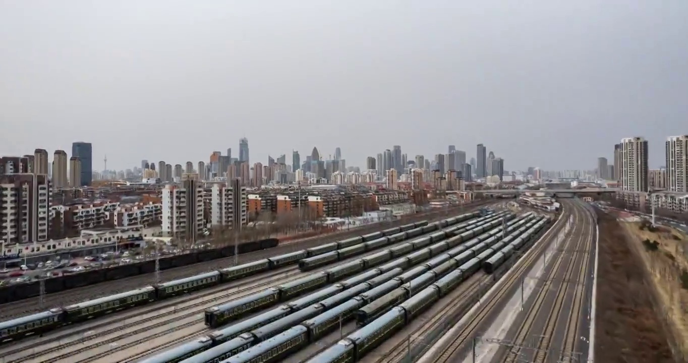 天津市区交通津京塘专线铁路城市风景延时视频素材