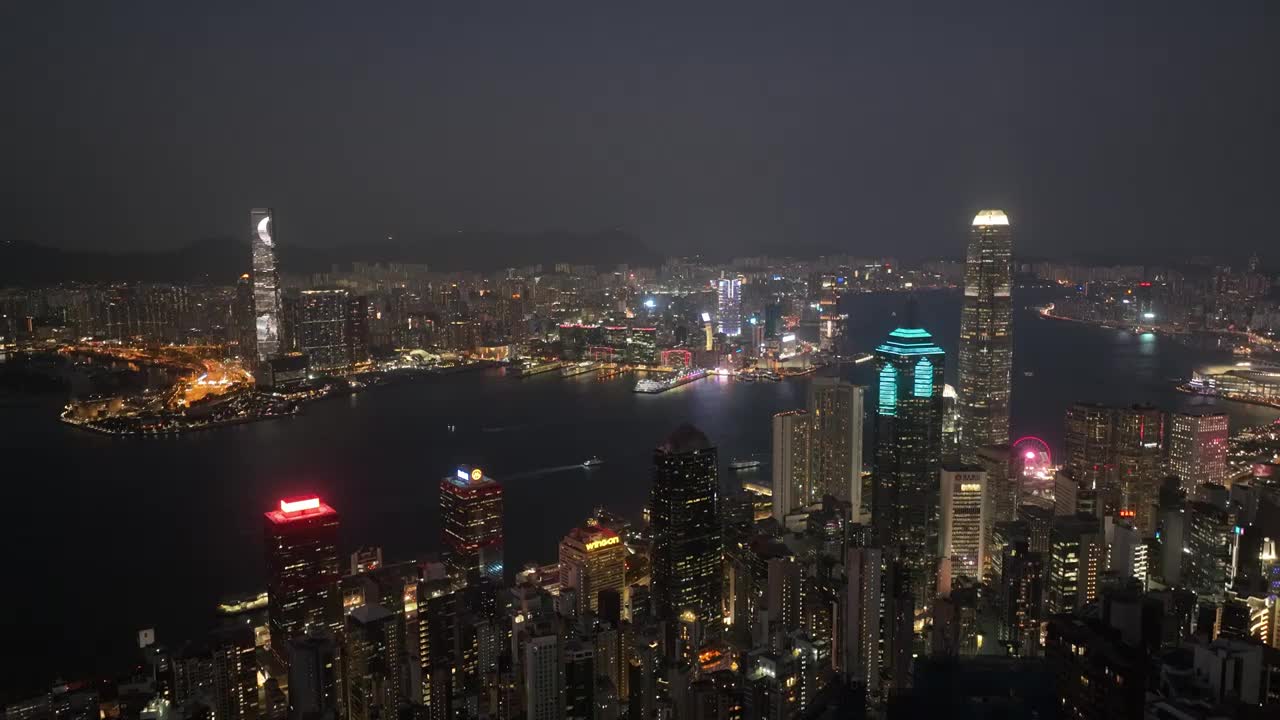 香港维多利亚港高空夜景视频素材