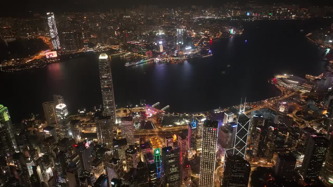 香港维多利亚港高空夜景视频素材