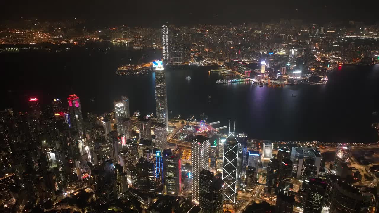 香港维多利亚港高空夜景视频素材