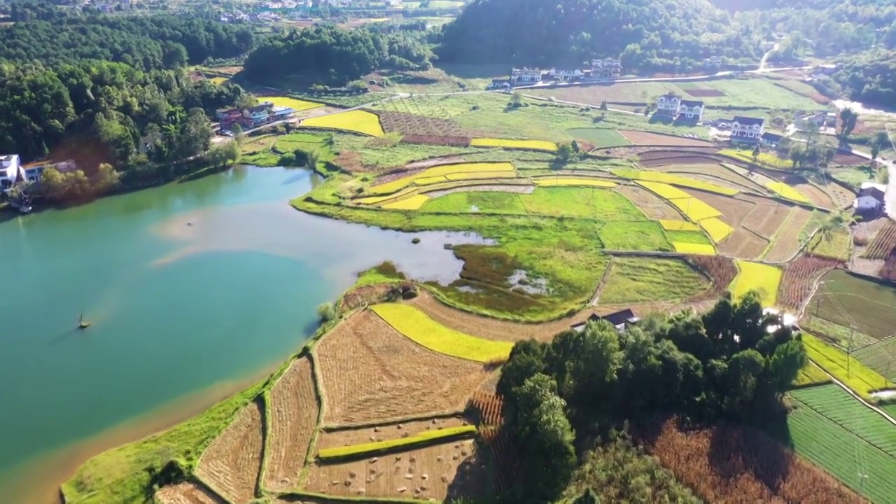 航拍乡村农田视频素材