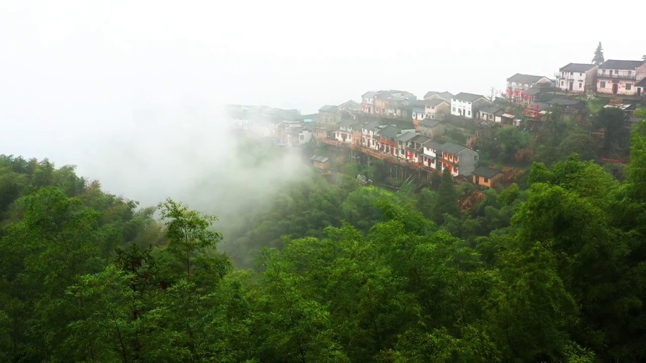 航拍黄山高山乡村春天景色视频素材