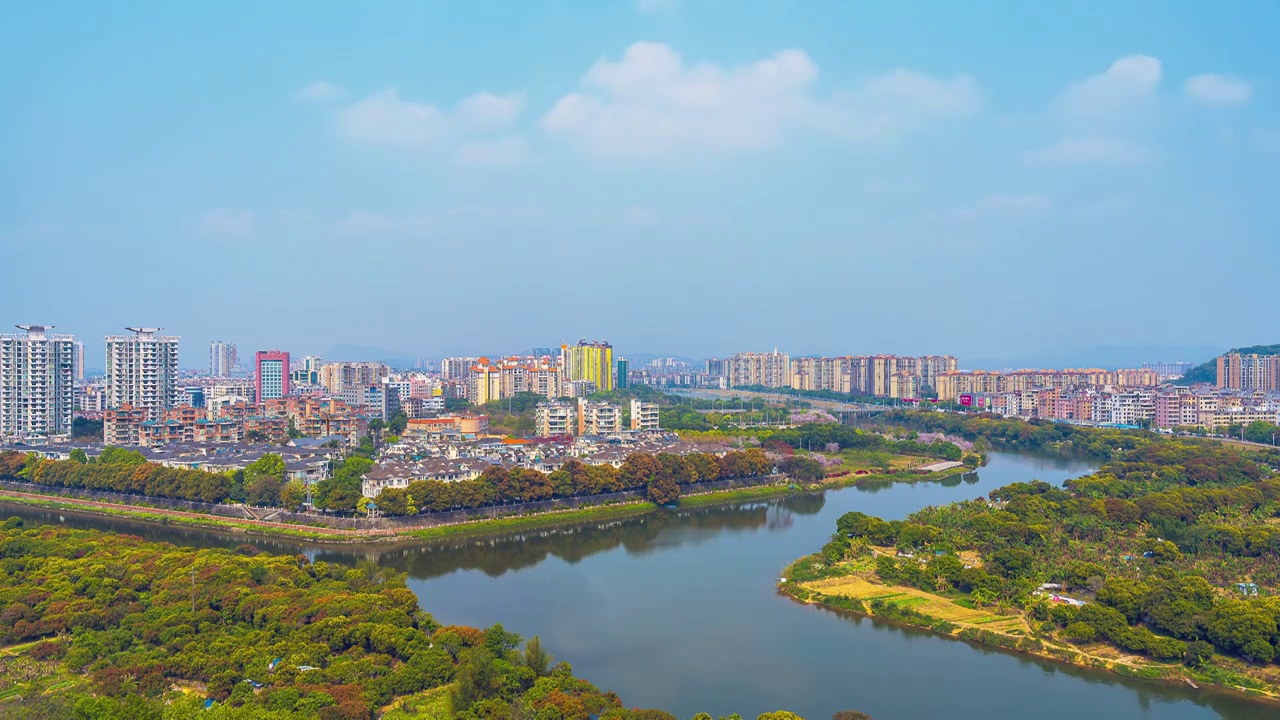 蓝天白云城市风景延时摄影视频素材