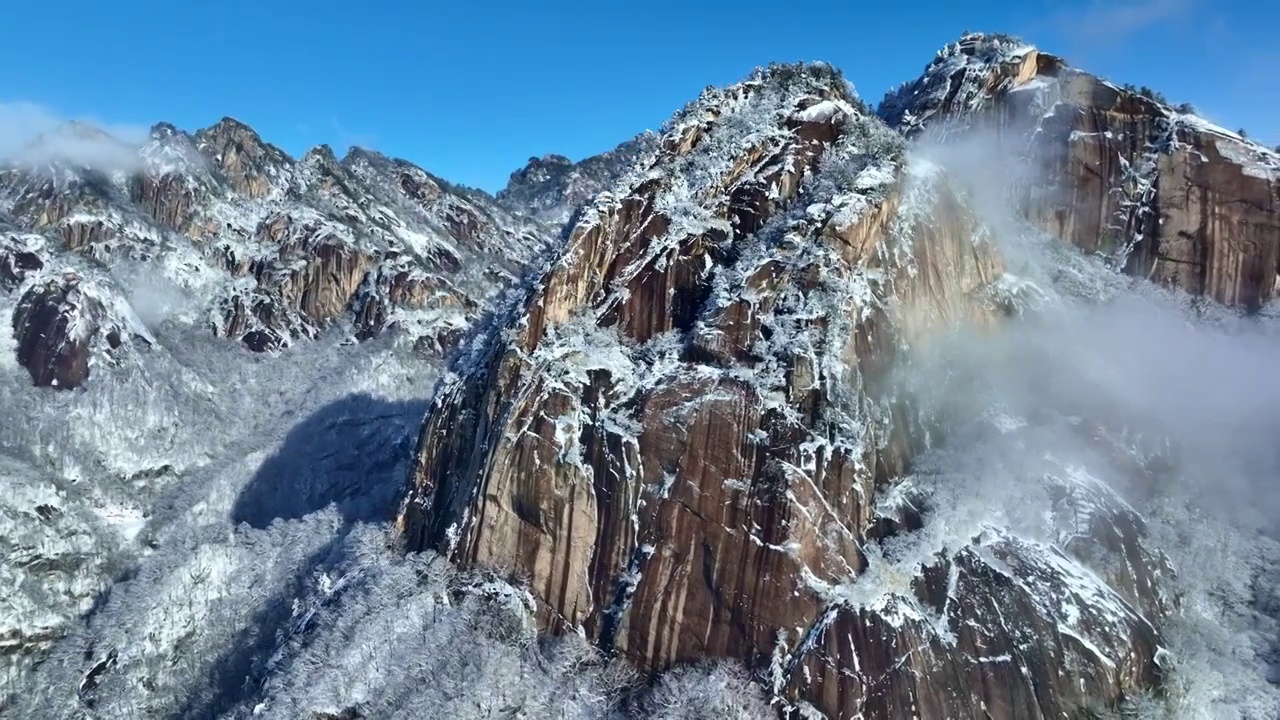 群山雪景雾凇云海航拍视频素材