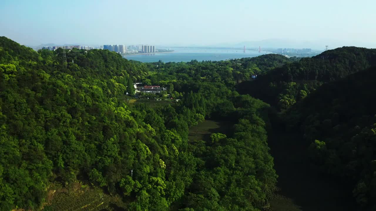 杭州西湖的绿色群山视频素材