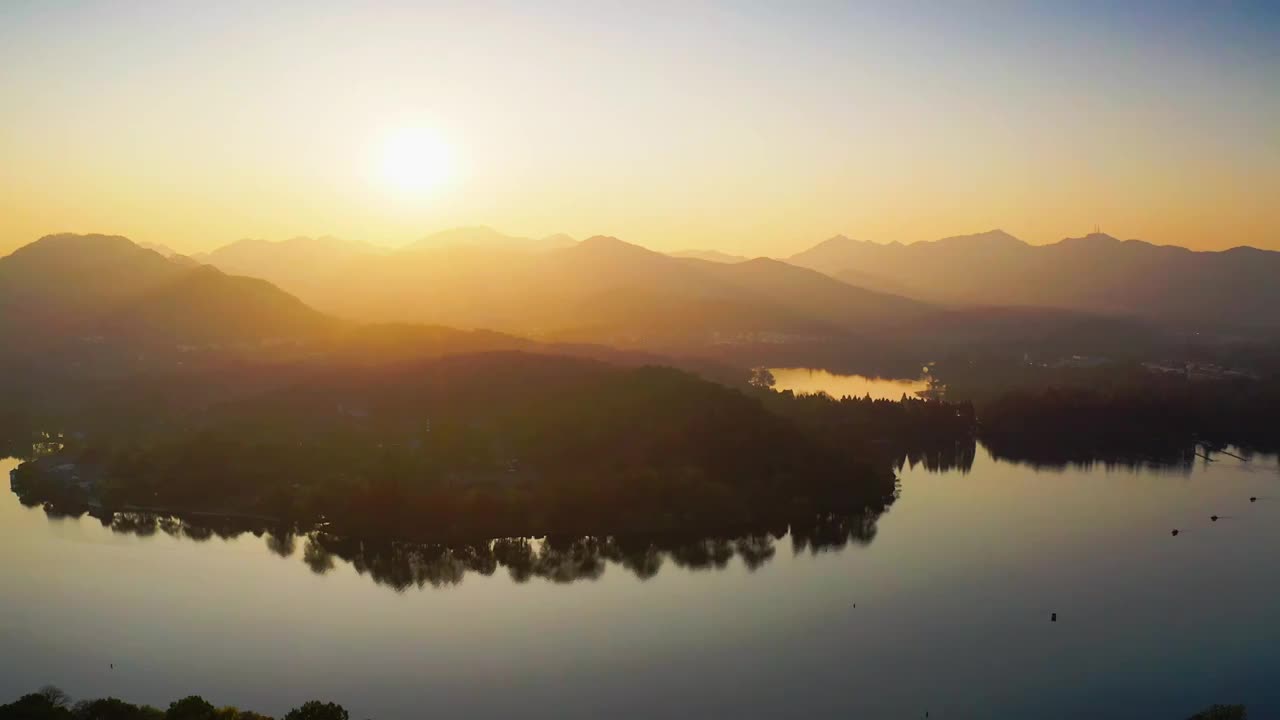 杭州冬季西湖夕阳视频素材