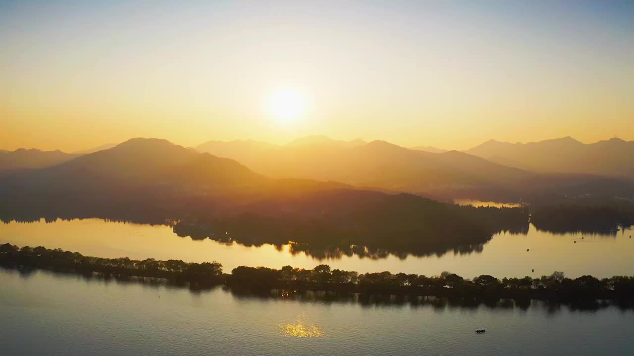 杭州冬季西湖夕阳视频素材