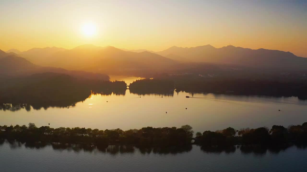 杭州冬季西湖夕阳视频素材