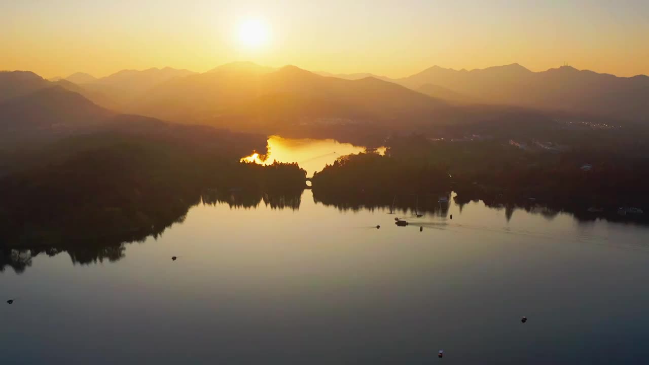 杭州冬季西湖夕阳视频素材