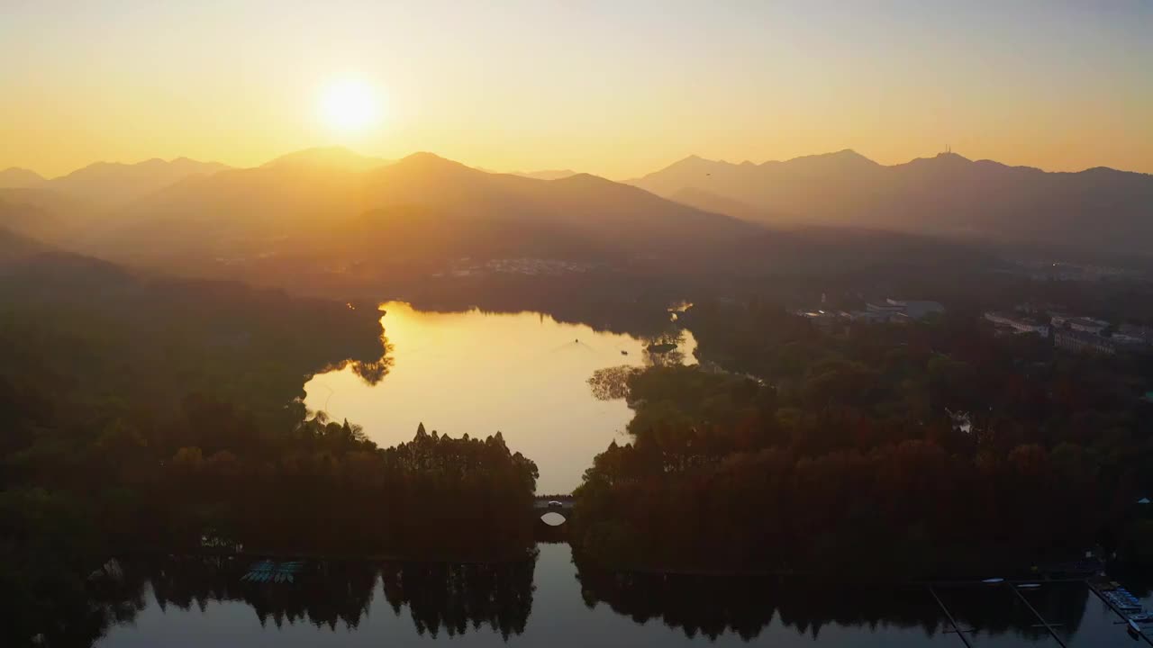 杭州冬季西湖夕阳视频素材