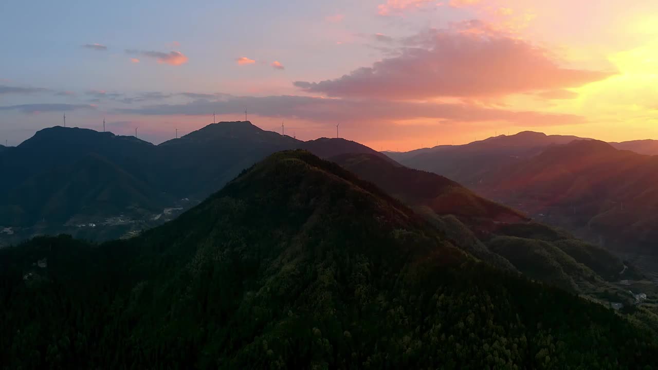 4K丽水云和梯田山脉日落航拍视频素材