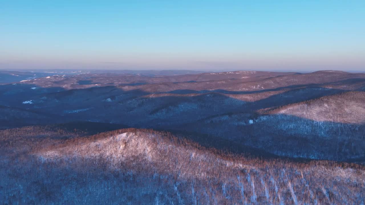 航拍大兴安岭黎明林海雪原视频素材