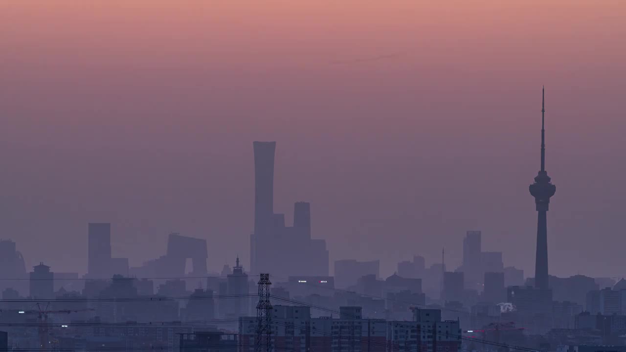 北京城市天际线四大标志建筑日出视频素材