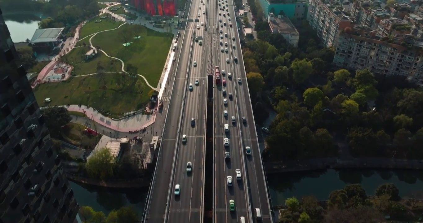 航拍成都都市风景二环路高架家交通现代城市视频素材