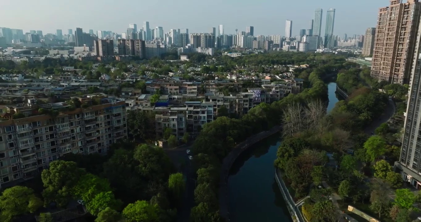 春天成都航拍景观美丽公园城市视频素材