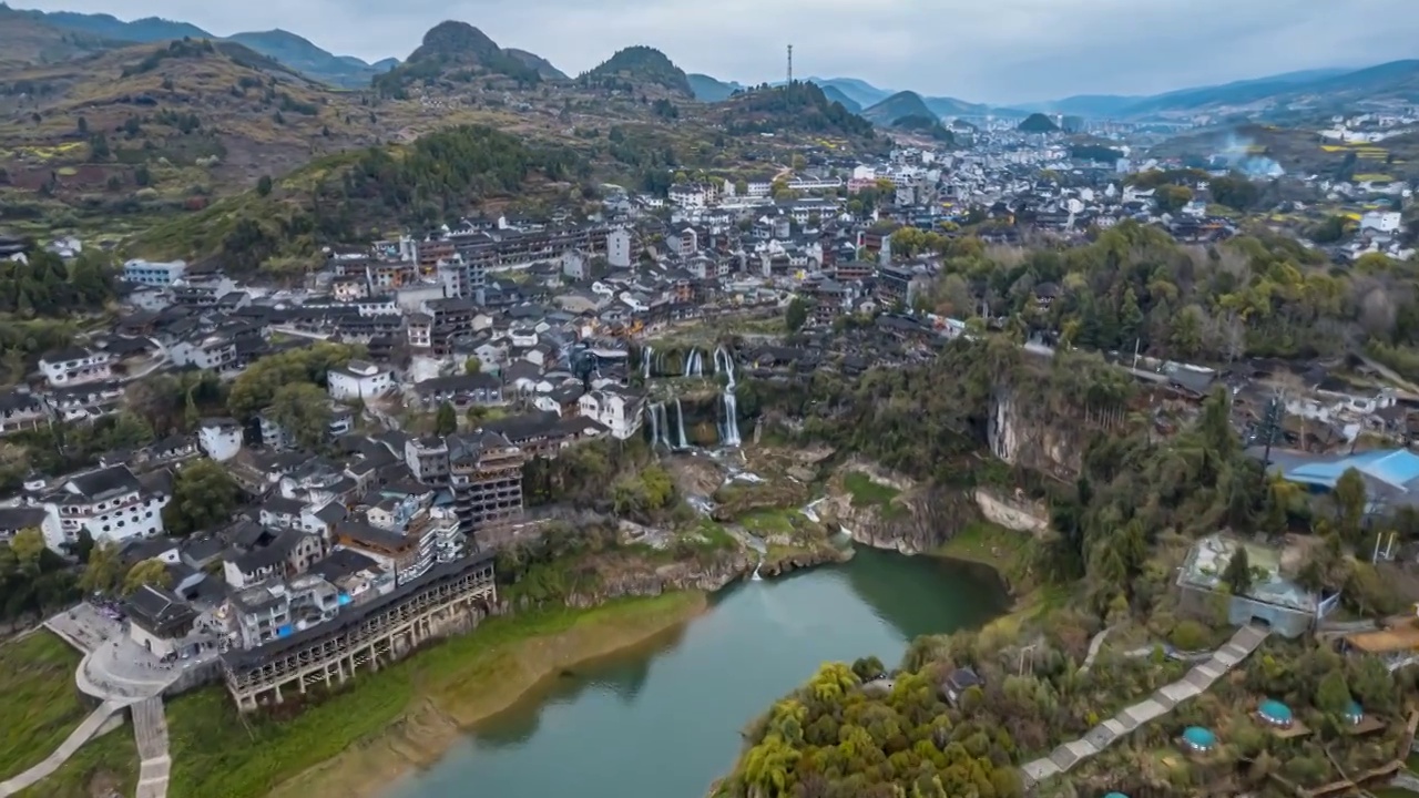 8K湘西芙蓉镇大全景航拍视频视频素材