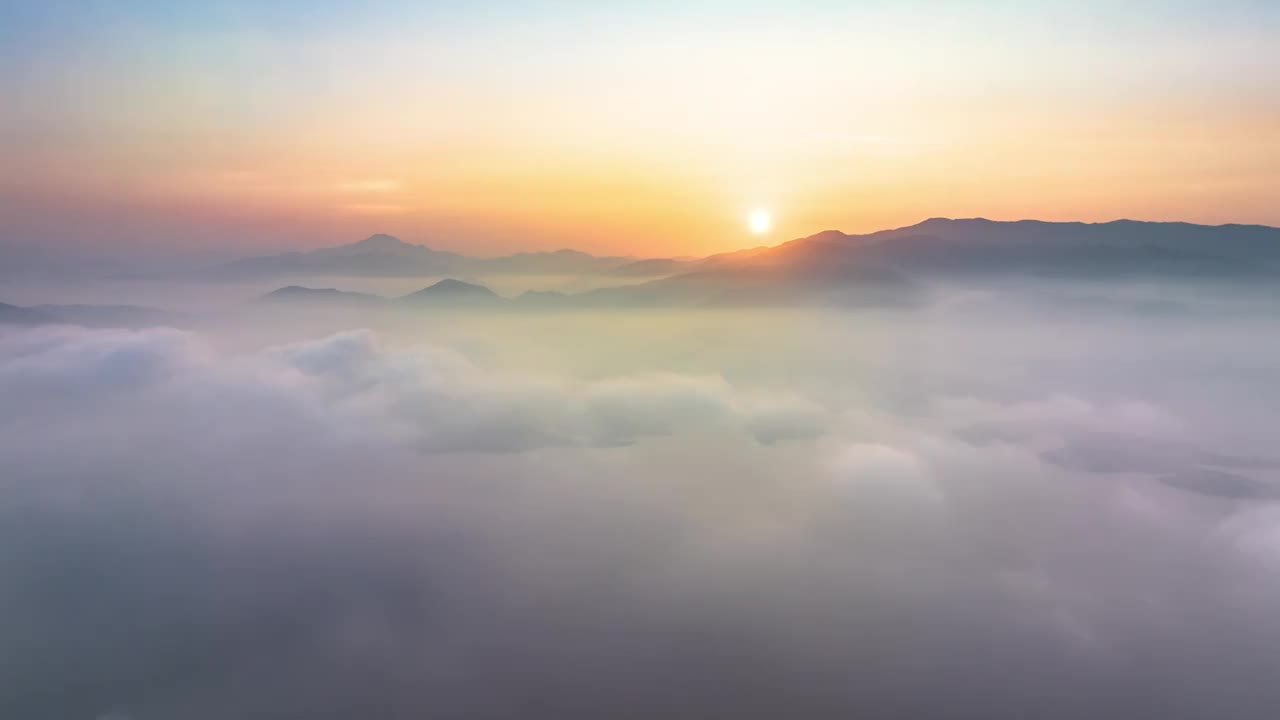 福建省古田翠屏湖日出云景延迟视频素材