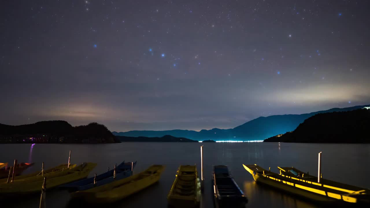 泸沽湖星野延时摄影视频素材