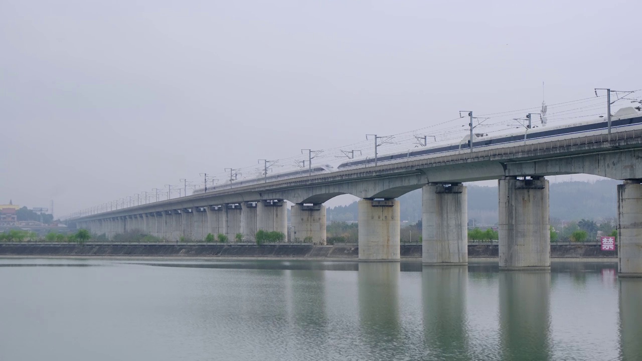 四川省绵阳市户外高铁，列车，速度，视频下载