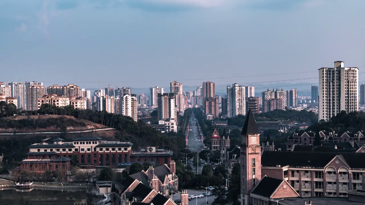 重庆市荣昌区海棠大道城市风景视频素材