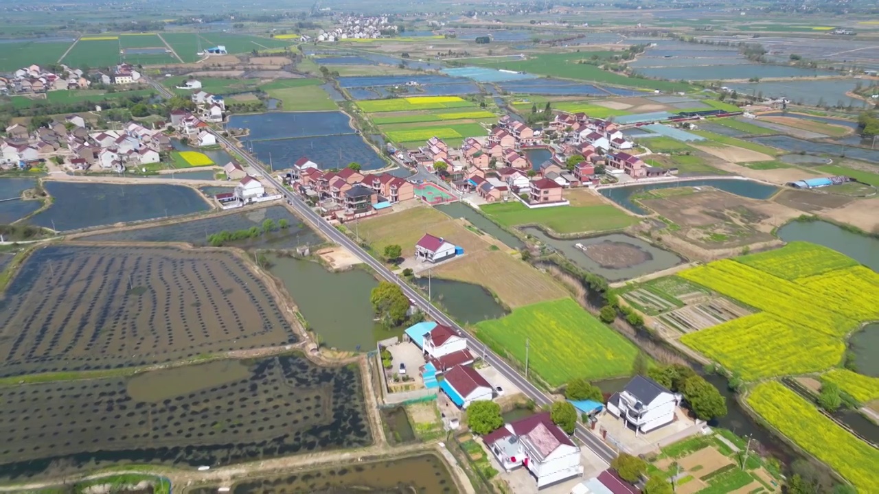 航拍中国安徽省宣城市郎溪县建平镇西郊村田园春光视频素材