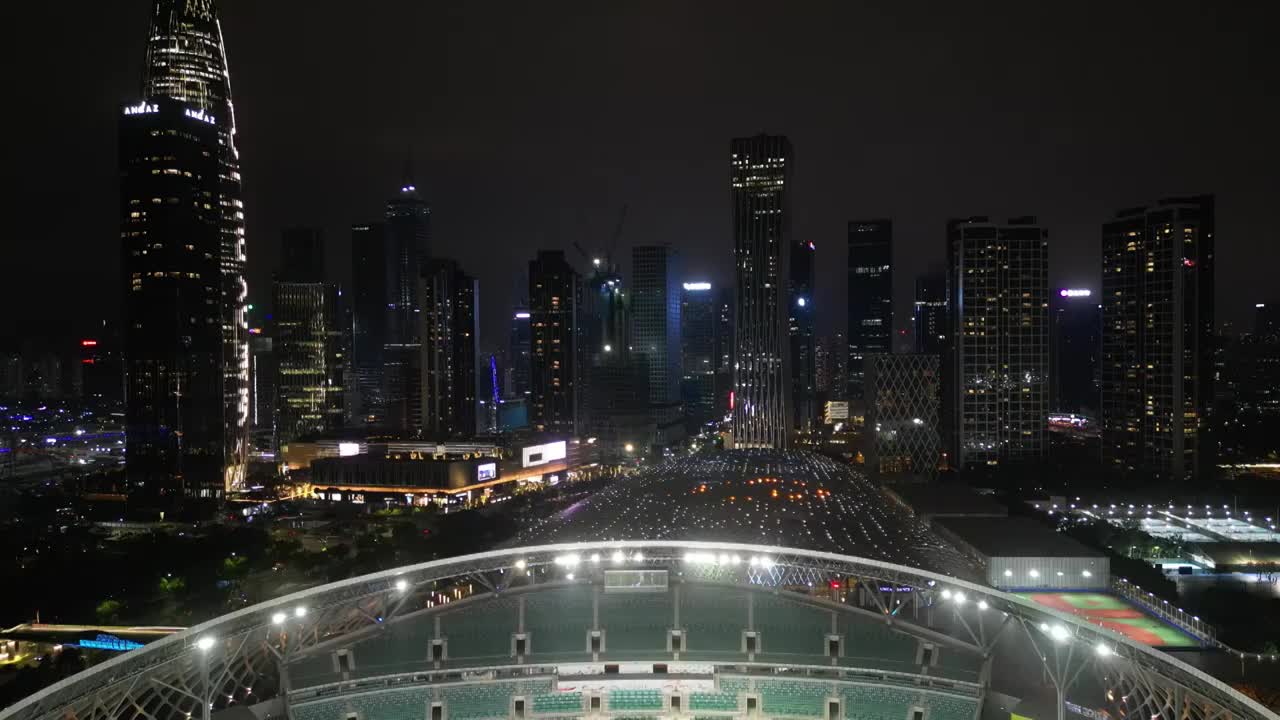 深圳湾体育中心，春茧体育馆夜景视频素材