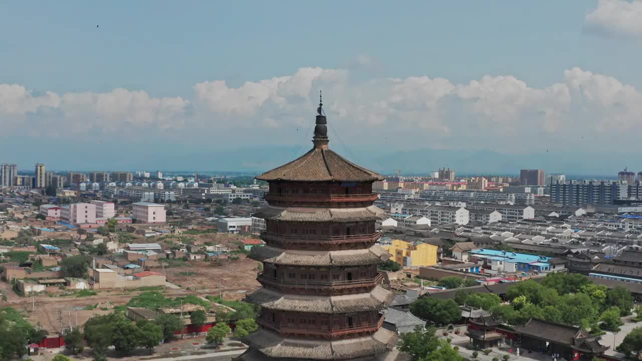 山西朔州应县木塔视频素材