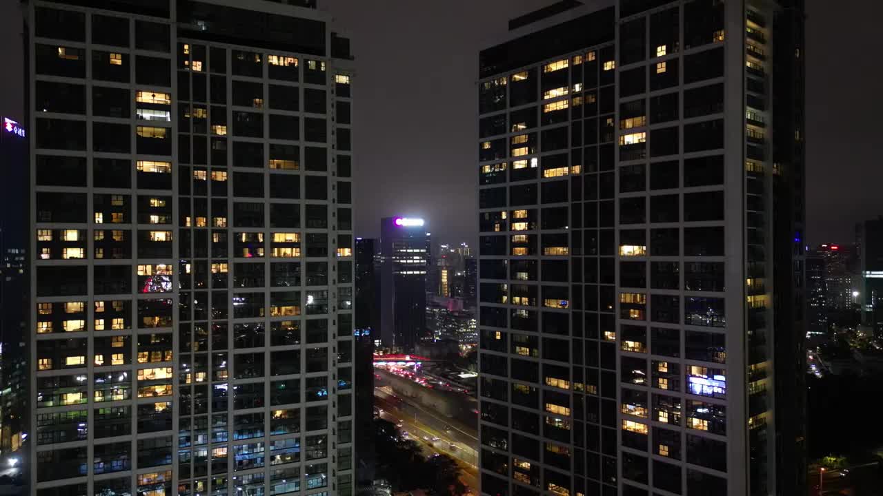 深圳南山区夜景，后海夜景视频素材