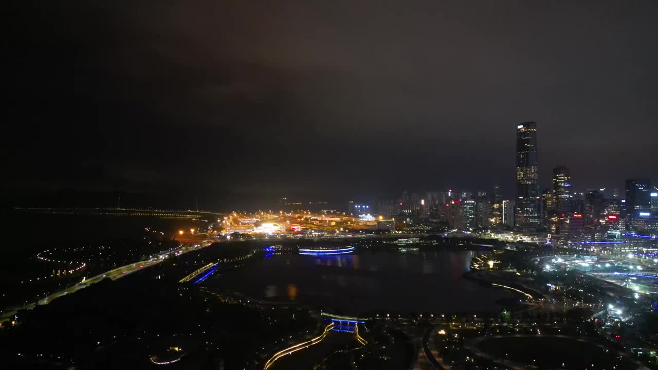 深圳南山区夜景，后海夜景视频素材