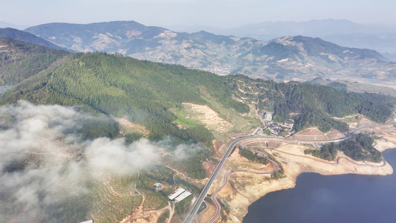 福建省古田翠屏湖日出云景视频素材