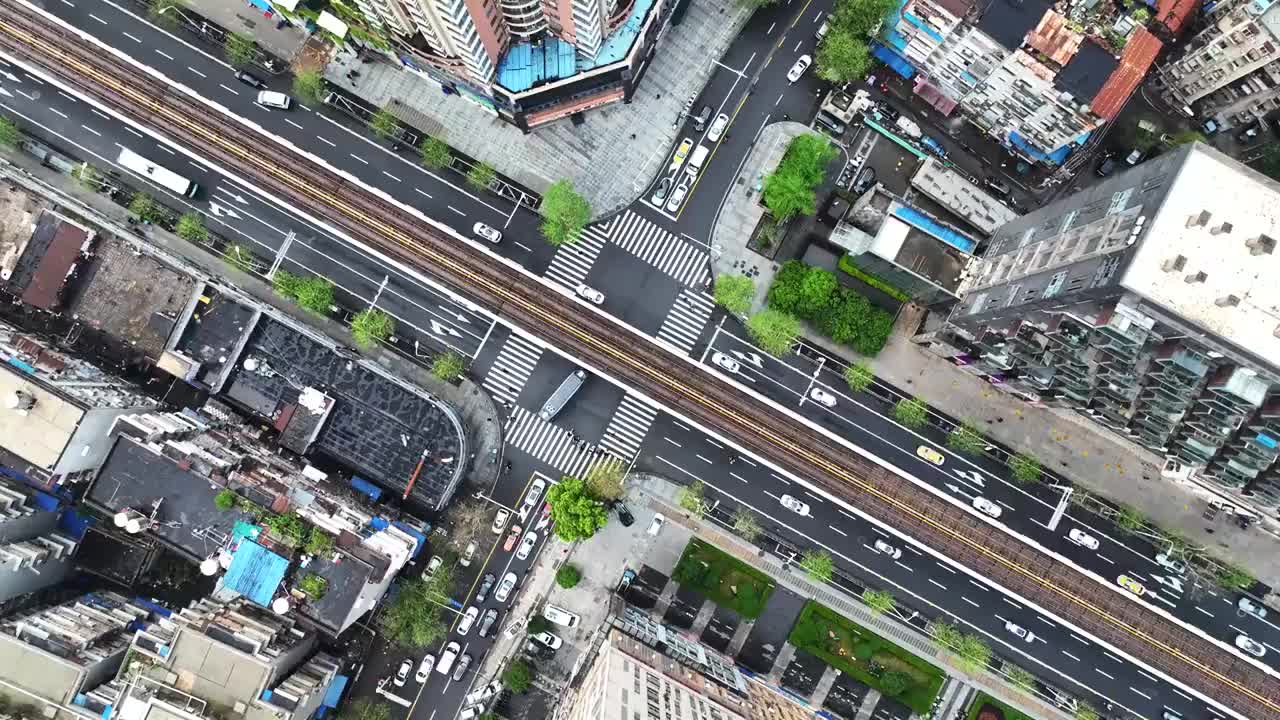 航拍城市道路街道立体交通车流视频素材